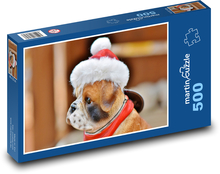 Pes - vánoční čepice Puzzle 500 dílků - 46 x 30 cm