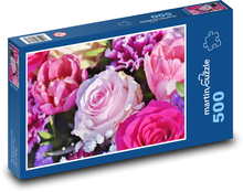 Rosen - rosa Blüten Puzzle 500 Teile - 46 x 30 cm