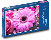 Gerbera - růže Puzzle 500 dílků - 46 x 30 cm