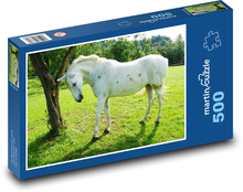 Bílý kůň na pastvě Puzzle 500 - 46x30 cm