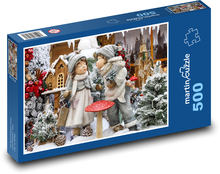 Vánoční panáček a panenka Puzzle 500 dílků - 46 x 30 cm