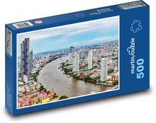 Řeka a mrakodrapy v Bangkoku Puzzle 500 dílků - 46 x 30 cm