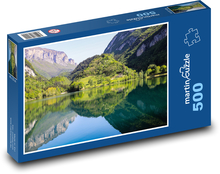 Rano nad wysokogórskim jeziorem Puzzle 500 elementów - 46x30 cm