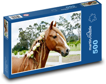 Koń ozdobiony różami Puzzle 500 elementów - 46x30 cm