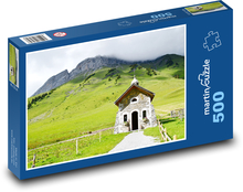 Horská kaplnka pod oblakmi Puzzle 500 dielikov - 46 x 30 cm