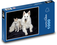 Weißer Wolf mit Jungtier Puzzle 1000 Teile - 60 x 46 cm