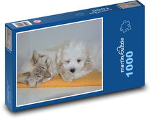 Sleeping cat and puppy Puzzle 1000 pieces - 60 x 46 cm 