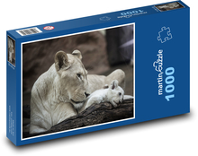 White lioness with cub Puzzle 1000 pieces - 60 x 46 cm 