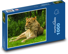 African lioness in green landscape Puzzle 1000 pieces - 60 x 46 cm 