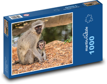 Małpa z dzieckiem na łonie natury Puzzle 1000 elementów - 60x46 cm