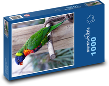 Tęczowa papuga siedząca na patyku Puzzle 1000 elementów - 60x46 cm