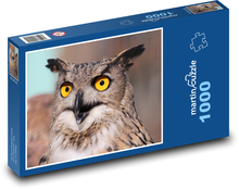 Eule, Große Eule mit gelben Augen Puzzle 1000 Teile - 60 x 46 cm