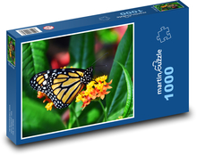 Ein gelb-schwarzer Schmetterling sitzt auf einer Blume Puzzle 1000 Teile - 60 x 46 cm