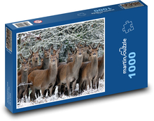 Jeleň v zasneženej krajine Puzzle 1000 dielikov - 60 x 46 cm 