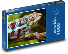 Barevný chameleon lezoucí po provazu Puzzle 1000 - 60x46 cm
