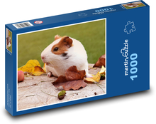 White guinea pig in autumn leaves Puzzle 1000 pieces - 60 x 46 cm 