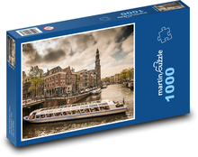 Lodní doprava v Amsterdamu Puzzle 1000 dílků - 60 x 46 cm