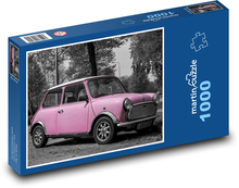 Malé ružové autíčko Puzzle 1000 dielikov - 60 x 46 cm 