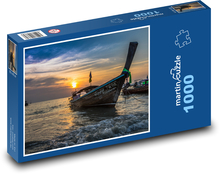 Loď pri západe slnka na mori Puzzle 1000 dielikov - 60 x 46 cm
