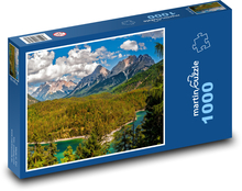 Hory a smaragdová řeka Puzzle 1000 dílků - 60 x 46 cm