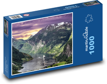 Fjord na zapadajúcom slnku Puzzle 1000 dielikov - 60 x 46 cm