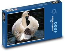 Biela labuť s mláďaťom Puzzle 1000 dielikov - 60 x 46 cm 