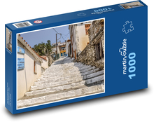 Schody v řeckém městečku Skopelos  Puzzle 1000 - 60x46 cm