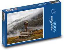 Hmla pri kríži v Alpách Puzzle 1000 dielikov - 60 x 46 cm 