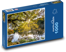 Strom nad rybníkom s jesenným slnkom Puzzle 1000 dielikov - 60 x 46 cm 