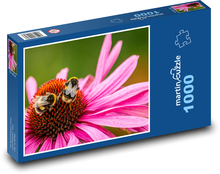 Čmeliaky na ružovom kvete Puzzle 1000 dielikov - 60 x 46 cm 