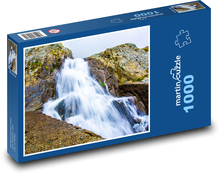 Wasserfall, der von einem Felsüberhang fällt Puzzle 1000 Teile - 60 x 46 cm