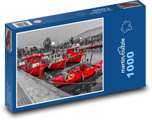 Červené lode v prístave Puzzle 1000 dielikov - 60 x 46 cm