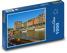 Lode kotviace na nábreží v Gente v Belgicku Puzzle 1000 dielikov - 60 x 46 cm 