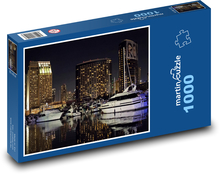 Přístav v noci San Diego  Puzzle 1000 dílků - 60 x 46 cm
