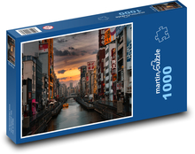 Osaka, japonské město s kanálem Puzzle 1000 dílků - 60 x 46 cm