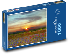 Západ slnka, vlčie maky Puzzle 1000 dielikov - 60 x 46 cm 