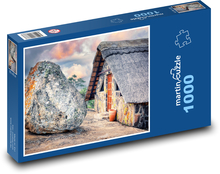 Stone house with a large boulder Puzzle 1000 pieces - 60 x 46 cm