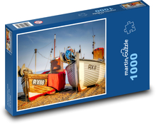 Rybárske lode na pláži Puzzle 1000 dielikov - 60 x 46 cm 