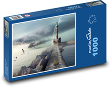 Błyskawica uderzająca w kamienny pomost Puzzle 1000 elementów - 60x46 cm