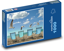 Liegestühle am Strand Puzzle 1000 Teile - 60 x 46 cm