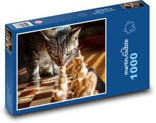 Katze und Schach Puzzle 1000 Teile - 60 x 46 cm