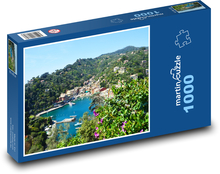 Město u pobřeží Portofino - Itálie Puzzle 1000 dílků - 60 x 46 cm