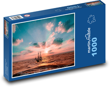 Samotna żaglówka na morzu Puzzle 1000 elementów - 60x46 cm