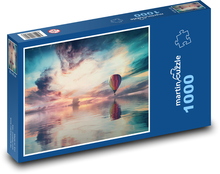 Teplovzdušný balón letiaci nad morom Puzzle 1000 dielikov - 60 x 46 cm 