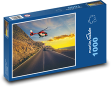 Helicopter landing on the road Puzzle 1000 pieces - 60 x 46 cm