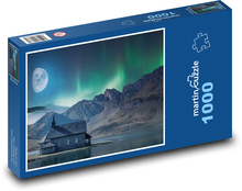 Northern lights over the mountains Puzzle 1000 pieces - 60 x 46 cm 