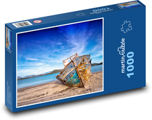 Boat wreck on the beach Puzzle 1000 pieces - 60 x 46 cm 