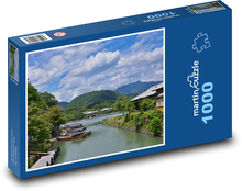 Japońska rzeka z łodziami Puzzle 1000 elementów - 60x46 cm