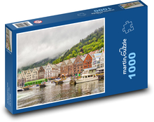 Domy na pobreží Bergenu - Nórsko Puzzle 1000 dielikov - 60 x 46 cm