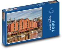 Nórsko - domy pri rieke Puzzle 1000 dielikov - 60 x 46 cm 